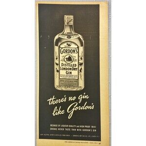 Gordon's London Dry Gin "There's no gin like Gordon's" Vintage Print Ad 1954